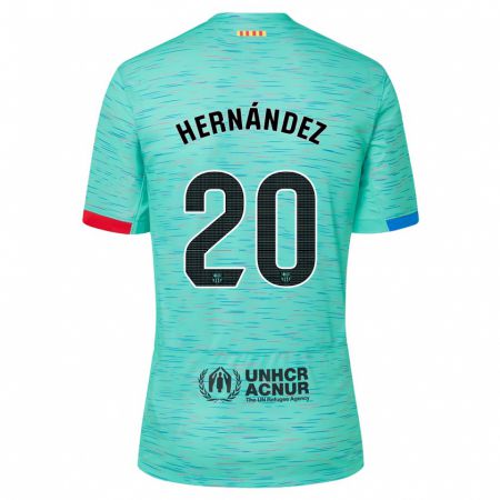 Kandiny Niño Camiseta Unai Hernández #20 Aguamarina Clara Equipación Tercera 2023/24 La Camisa Chile
