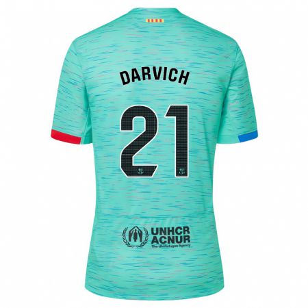 Kandiny Niño Camiseta Noah Darvich #21 Aguamarina Clara Equipación Tercera 2023/24 La Camisa Chile