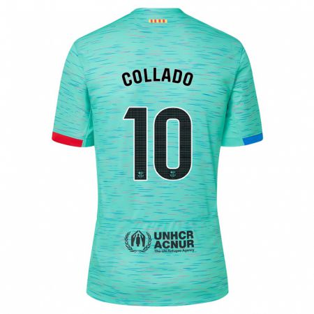 Kandiny Niño Camiseta Alex Collado #10 Aguamarina Clara Equipación Tercera 2023/24 La Camisa Chile