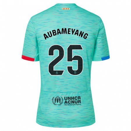 Kandiny Niño Camiseta Pierre Emerick Aubameyang #25 Aguamarina Clara Equipación Tercera 2023/24 La Camisa Chile