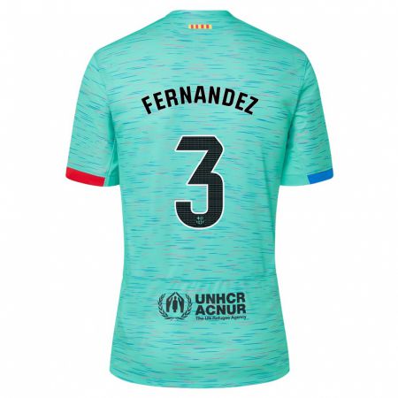 Kandiny Niño Camiseta Jana Fernandez #3 Aguamarina Clara Equipación Tercera 2023/24 La Camisa Chile
