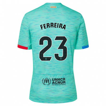 Kandiny Niño Camiseta Geyse Ferreira #23 Aguamarina Clara Equipación Tercera 2023/24 La Camisa Chile
