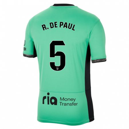 Kandiny Niño Camiseta Rodrigo De Paul #5 Primavera Verde Equipación Tercera 2023/24 La Camisa Chile