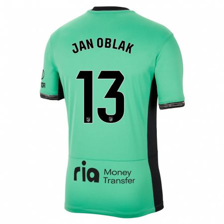 Kandiny Niño Camiseta Jan Oblak #13 Primavera Verde Equipación Tercera 2023/24 La Camisa Chile