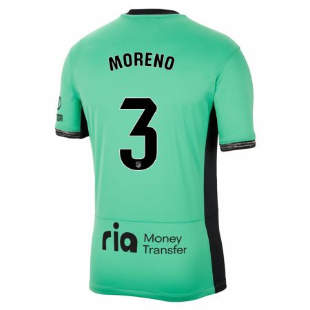 Kandiny Niño Camiseta Marco Moreno #3 Primavera Verde Equipación Tercera 2023/24 La Camisa Chile