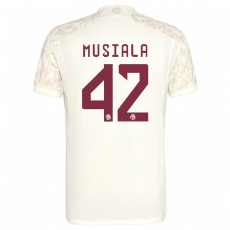 Kandiny Niño Camiseta Jamal Musiala #42 Blanquecino Equipación Tercera 2023/24 La Camisa Chile
