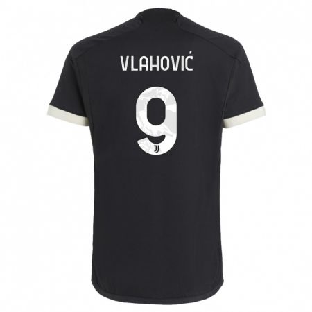 Kandiny Niño Camiseta Dusan Vlahovic #9 Negro Equipación Tercera 2023/24 La Camisa Chile