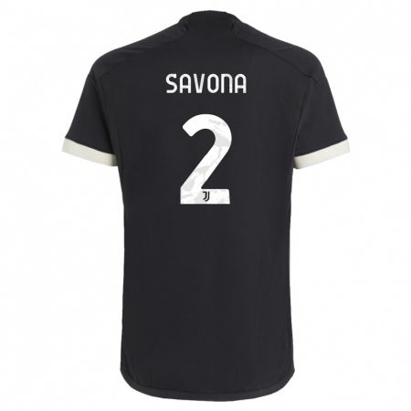 Kandiny Niño Camiseta Nicolò Savona #2 Negro Equipación Tercera 2023/24 La Camisa Chile