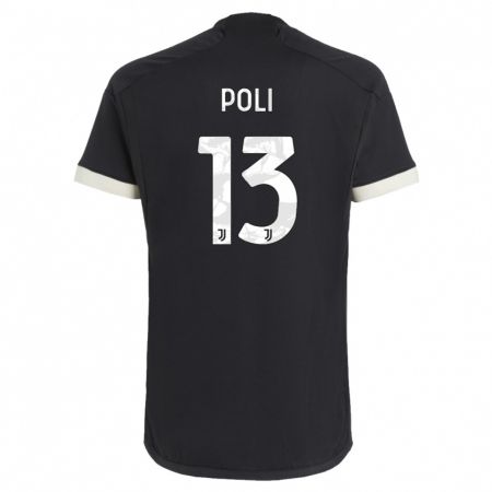 Kandiny Niño Camiseta Fabrizio Poli #13 Negro Equipación Tercera 2023/24 La Camisa Chile