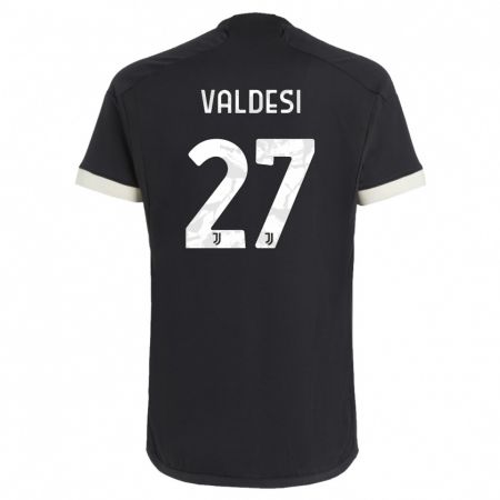 Kandiny Niño Camiseta Andrea Valdesi #27 Negro Equipación Tercera 2023/24 La Camisa Chile