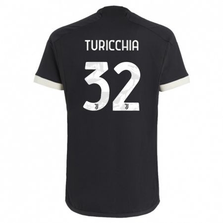 Kandiny Niño Camiseta Riccardo Turicchia #32 Negro Equipación Tercera 2023/24 La Camisa Chile