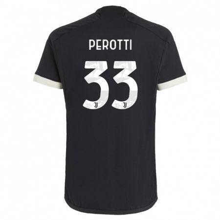 Kandiny Niño Camiseta Clemente Perotti #33 Negro Equipación Tercera 2023/24 La Camisa Chile