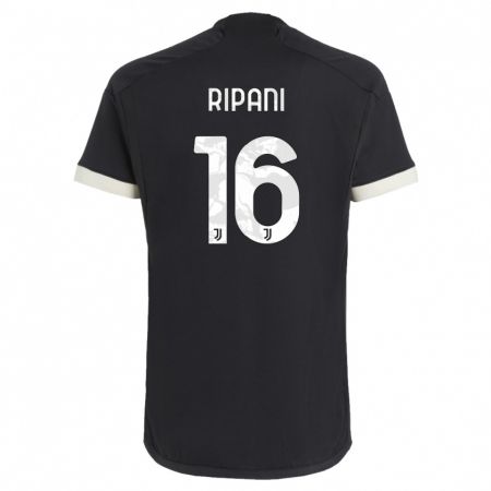 Kandiny Niño Camiseta Diego Ripani #16 Negro Equipación Tercera 2023/24 La Camisa Chile