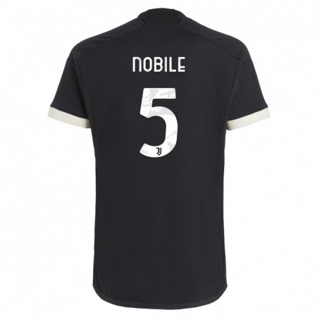 Kandiny Niño Camiseta Riccardo Nobile #5 Negro Equipación Tercera 2023/24 La Camisa Chile