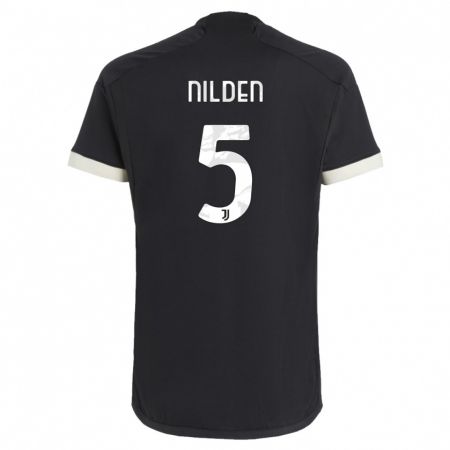 Kandiny Niño Camiseta Amanda Nilden #5 Negro Equipación Tercera 2023/24 La Camisa Chile