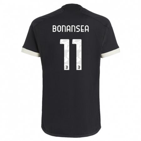 Kandiny Niño Camiseta Barbara Bonansea #11 Negro Equipación Tercera 2023/24 La Camisa Chile