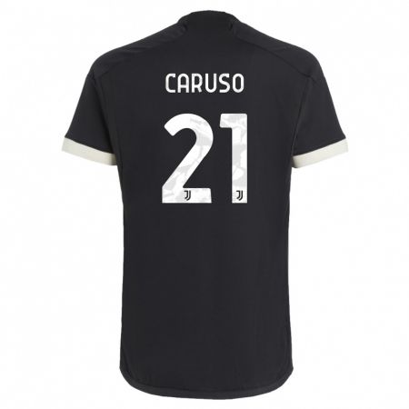 Kandiny Niño Camiseta Arianna Caruso #21 Negro Equipación Tercera 2023/24 La Camisa Chile
