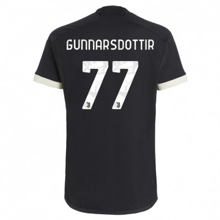 Kandiny Niño Camiseta Sara Bjork Gunnarsdottir #77 Negro Equipación Tercera 2023/24 La Camisa Chile