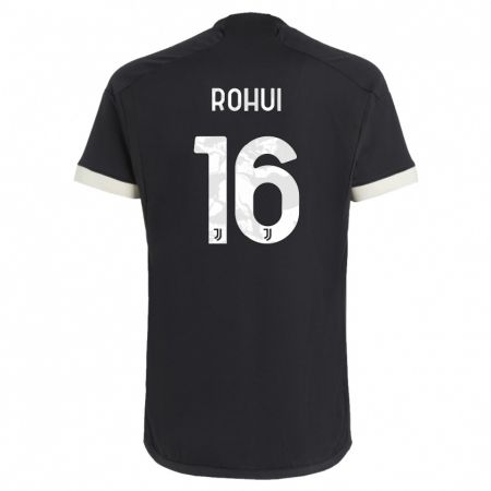 Kandiny Niño Camiseta Jonas Rohui #16 Negro Equipación Tercera 2023/24 La Camisa Chile