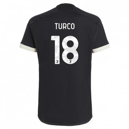 Kandiny Niño Camiseta Nicolo Turco #18 Negro Equipación Tercera 2023/24 La Camisa Chile