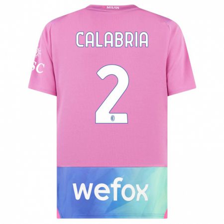 Kandiny Niño Camiseta Davide Calabria #2 Rosado Morado Equipación Tercera 2023/24 La Camisa Chile