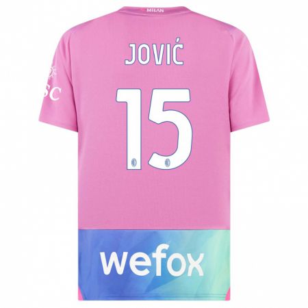 Kandiny Niño Camiseta Luka Jovic #15 Rosado Morado Equipación Tercera 2023/24 La Camisa Chile