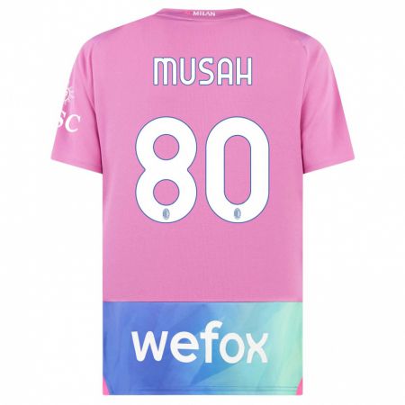 Kandiny Niño Camiseta Yunus Musah #80 Rosado Morado Equipación Tercera 2023/24 La Camisa Chile