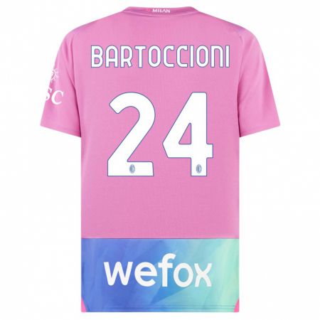 Kandiny Niño Camiseta Andrea Bartoccioni #24 Rosado Morado Equipación Tercera 2023/24 La Camisa Chile