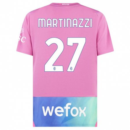 Kandiny Niño Camiseta Luca Martinazzi #27 Rosado Morado Equipación Tercera 2023/24 La Camisa Chile