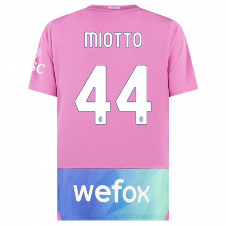 Kandiny Niño Camiseta Giorgia Miotto #44 Rosado Morado Equipación Tercera 2023/24 La Camisa Chile