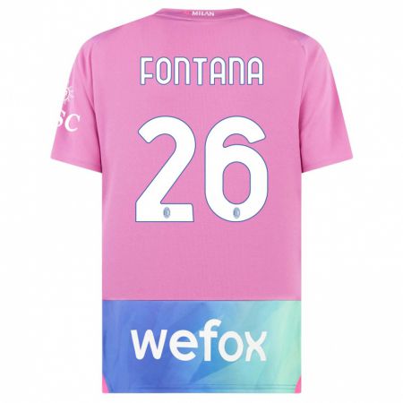 Kandiny Niño Camiseta Francesco Fontana #26 Rosado Morado Equipación Tercera 2023/24 La Camisa Chile