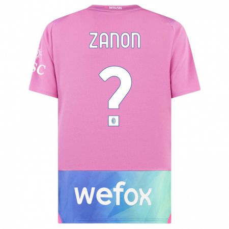 Kandiny Niño Camiseta Thomas Zanon #0 Rosado Morado Equipación Tercera 2023/24 La Camisa Chile