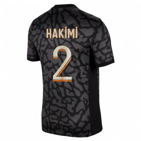 Kandiny Niño Camiseta Achraf Hakimi #2 Negro Equipación Tercera 2023/24 La Camisa Chile