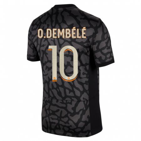 Kandiny Niño Camiseta Ousmane Dembélé #10 Negro Equipación Tercera 2023/24 La Camisa Chile