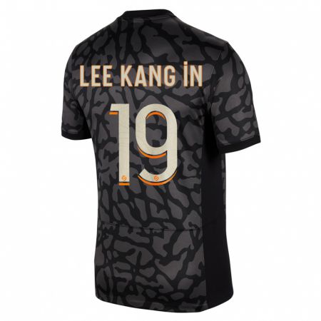 Kandiny Niño Camiseta Kang-In Lee #19 Negro Equipación Tercera 2023/24 La Camisa Chile