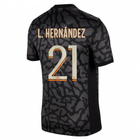 Kandiny Niño Camiseta Lucas Hernández #21 Negro Equipación Tercera 2023/24 La Camisa Chile