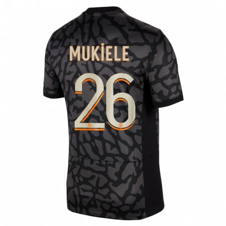 Kandiny Niño Camiseta Nordi Mukiele #26 Negro Equipación Tercera 2023/24 La Camisa Chile