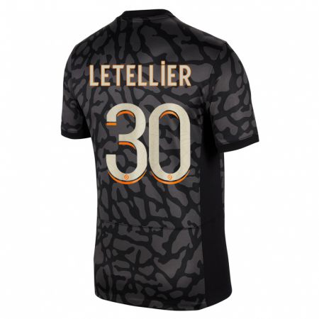 Kandiny Niño Camiseta Alexandre Letellier #30 Negro Equipación Tercera 2023/24 La Camisa Chile