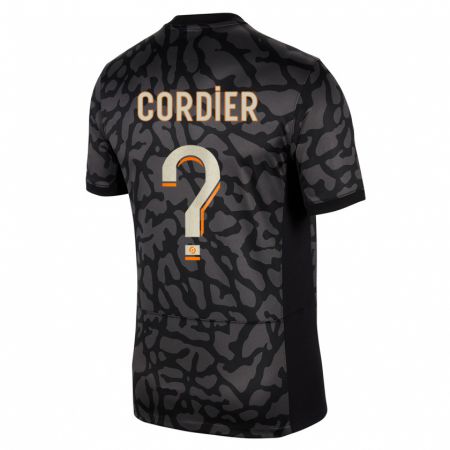 Kandiny Niño Camiseta Thomas Cordier #0 Negro Equipación Tercera 2023/24 La Camisa Chile
