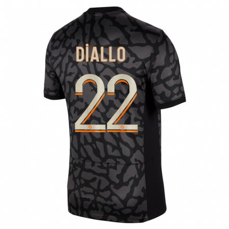 Kandiny Niño Camiseta Abdou Diallo #22 Negro Equipación Tercera 2023/24 La Camisa Chile