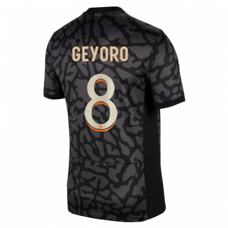 Kandiny Niño Camiseta Grace Geyoro #8 Negro Equipación Tercera 2023/24 La Camisa Chile