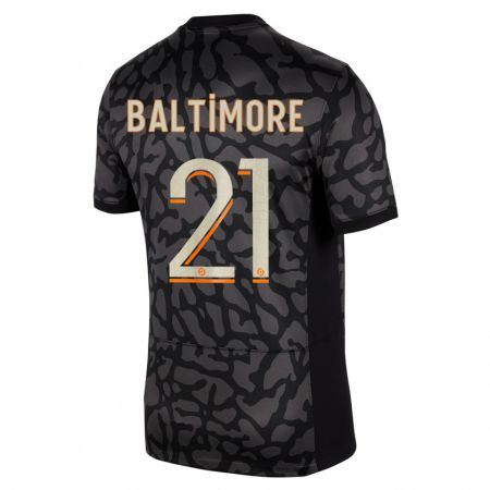 Kandiny Niño Camiseta Sandy Baltimore #21 Negro Equipación Tercera 2023/24 La Camisa Chile