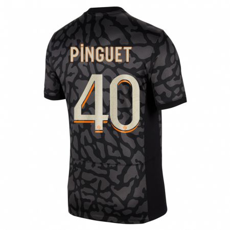 Kandiny Niño Camiseta Alice Pinguet #40 Negro Equipación Tercera 2023/24 La Camisa Chile