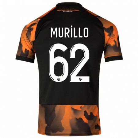 Kandiny Niño Camiseta Amir Murillo #62 Negro Naranja Equipación Tercera 2023/24 La Camisa Chile
