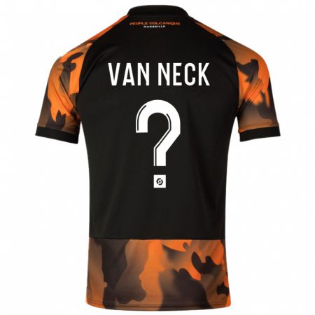 Kandiny Niño Camiseta Jelle Van Neck #0 Negro Naranja Equipación Tercera 2023/24 La Camisa Chile