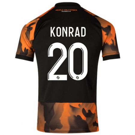 Kandiny Niño Camiseta Konrad De La Fuente #20 Negro Naranja Equipación Tercera 2023/24 La Camisa Chile