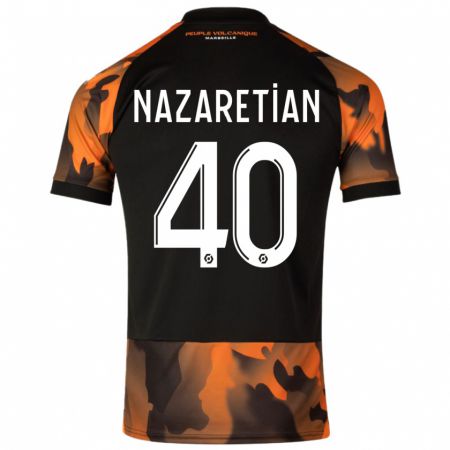 Kandiny Niño Camiseta Manuel Nazaretian #40 Negro Naranja Equipación Tercera 2023/24 La Camisa Chile