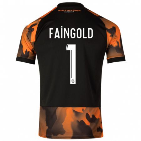 Kandiny Niño Camiseta Abbie Faingold #1 Negro Naranja Equipación Tercera 2023/24 La Camisa Chile