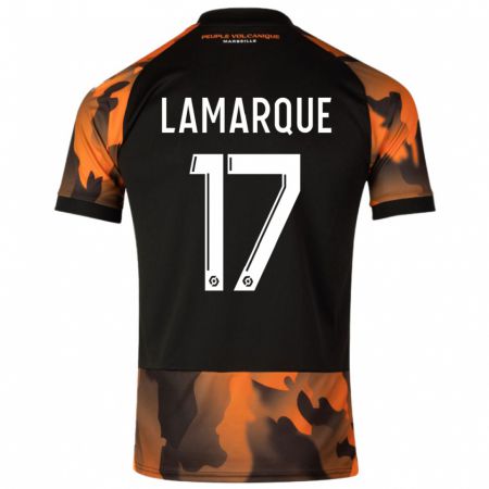 Kandiny Niño Camiseta Alais Lamarque #17 Negro Naranja Equipación Tercera 2023/24 La Camisa Chile