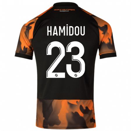 Kandiny Niño Camiseta Jamila Hamidou #23 Negro Naranja Equipación Tercera 2023/24 La Camisa Chile